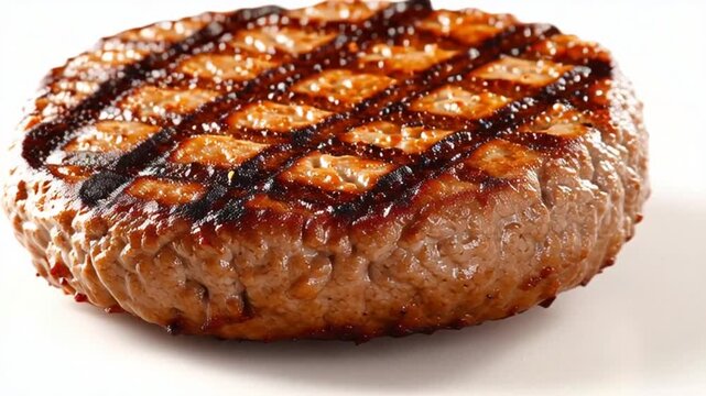 Grilled perfection Juicy hamburger patty sizzles