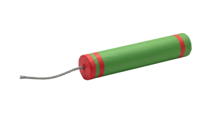 Green Dynamite stick with red stripes isolated PNG with Transparent Background