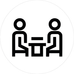 Meeting Icon Two People at a Table Discussing Ideas