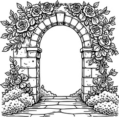 illustration of a gate in the park castle