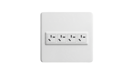 Electrical outlet with four sockets isolated PNG with Transparent Background