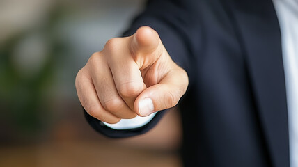 Confident manager pointing hand suit business office leadership gesture focus