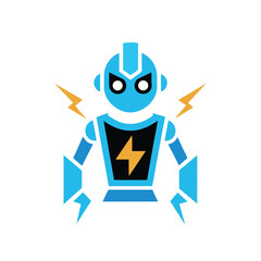 funny cartoon android with pencil