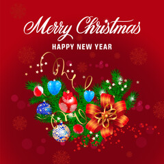 Christmas lettering with ornaments