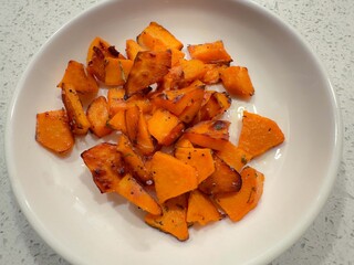 A Plate of Fried Sweet Potato Breakfast Hash Browns. 