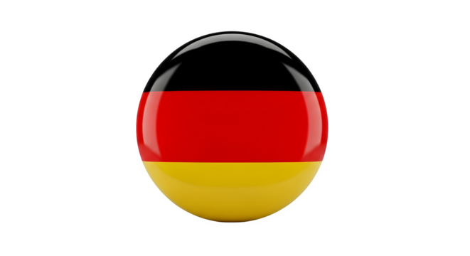 Germany flag glossy button isolated on transparent background - Powered by Adobe