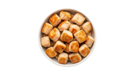 Bowl full of browned gnocchi dumplings isolated PNG with Transparent Background