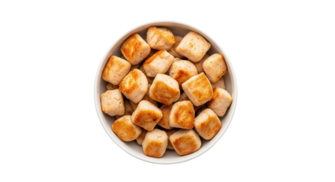 Bowl full of browned gnocchi dumplings isolated PNG with Transparent Background