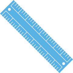 Light Blue Ruler With White Markings Isolated On Transparent Background For Measuring And Drafting