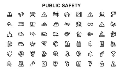 Public Safety Line Icon bundle – Modern Vector Icons for Emergency, Security, and Protection in Professional Outline Style