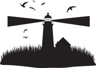 lighthouse silhouette vector, lighthouse, sky, sea, tower, architecture, sunset, building, silhouette, water, coast, ocean, house, navigation, beach, travel, vector, illustration, landmark, landscape,