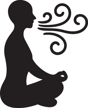 Breathwork practitioner silhouette icon with flowing air