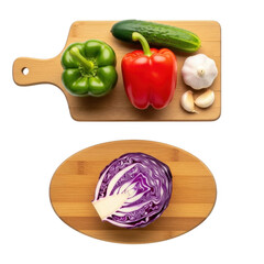 Fresh Vegetables on Wooden Cutting Boards Food Preparation Still Life Photography