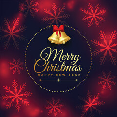 bright merry christmas event card in snowflake concept background