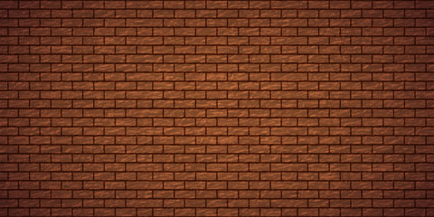 Realistic Brown Brick Wall Texture Background Vector Illustration
