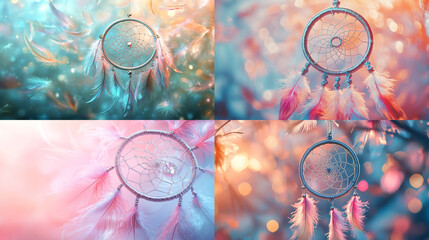 Dreamcatchers with feathers create a peaceful, calming spiritual atmosphere for relaxation