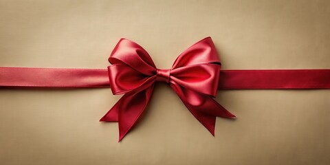 Elegant crimson satin ribbon bow on a neutral background, perfect for festive occasions and special celebrations