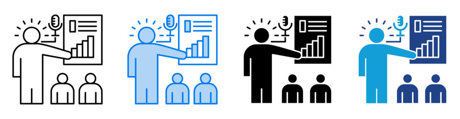 Coaching icon set multiple style collection