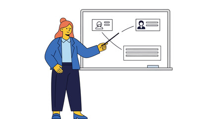 Woman Presenting Information on a Whiteboard.