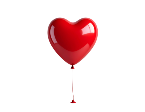 Shiny red heart balloon floating on a dark backdrop