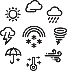 Collection of weather icons representing different atmospheric conditions