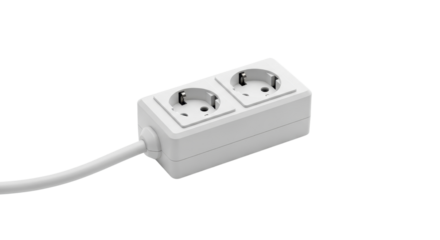 Double electrical outlet with power cord isolated PNG with Transparent Background