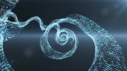 Abstract swirling particles in a futuristic digital tunnel, representing data flow and cosmic exploration with a sense of wonder and mystery - Powered by Adobe