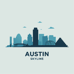 Fototapeta premium Austin Texas Skyline Cityscape Illustration Design.