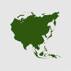 Obraz premium Asia Continent Silhouette Geographical Outline and Regional Representation.