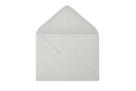 White paper envelope opening, showing inside space for sending mail, post, or invitation, transparent background - Powered by Adobe