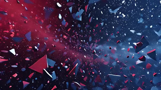 Shattering Pieces Floating in Space Abstract Background