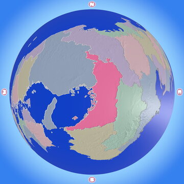 都道府県を色分けした、大阪府のプラネット風地図
