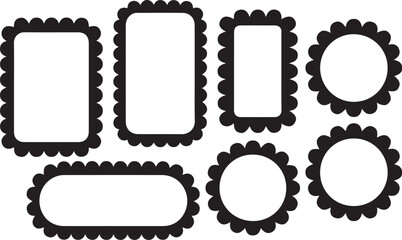 Collection of decorative scalloped edge frames and borders on white background