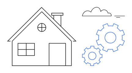 Smart home concept. Smart home integrating automation systems thumbs up gear mechanisms for efficient living. Smart home design linked to cloud connectivity for innovation. Perfect for IoT, energy