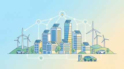 Obraz premium Renewable City - Sustainable Tech