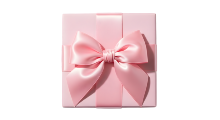 Pink gift box with ribbon isolated on transparent background