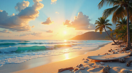 sunset over the beach