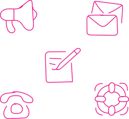 Communication & Support Line Icons Set
