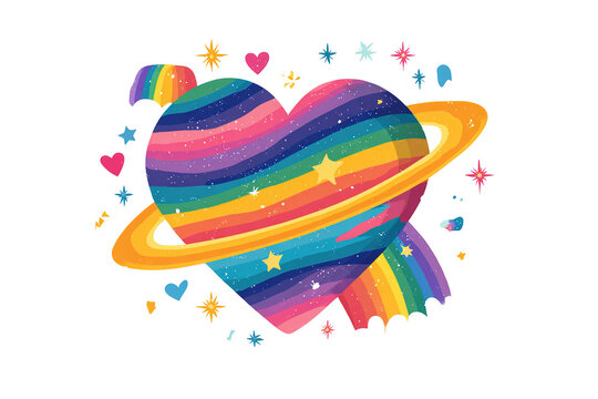 Pride LGBT heart vector icon set, Lesbian gay bisexual transgender concept love symbol. Collection of Color rainbow flag. Flat design signs isolated on white background