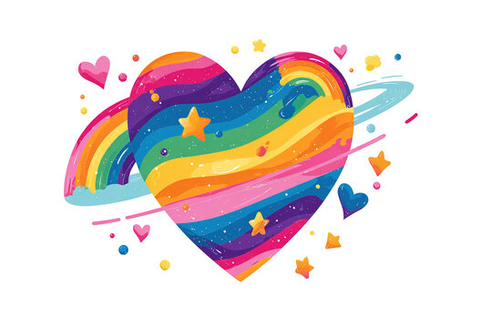 Pride LGBT heart vector icon set, Lesbian gay bisexual transgender concept love symbol. Collection of Color rainbow flag. Flat design signs isolated on white background