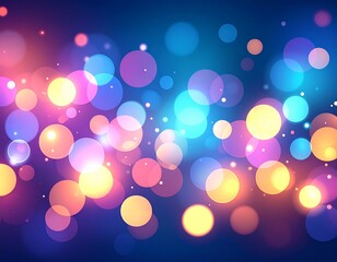 Abstract colorful bokeh background featuring bright, shiny, and blurred Christmas lights, perfect for a glowing holiday decoration wallpaper