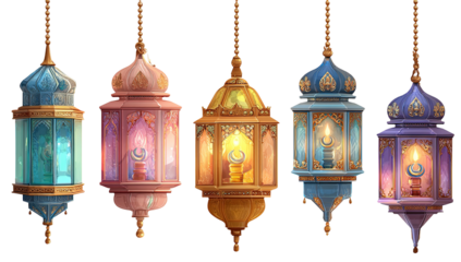 Musllim Traditional ornate oriental lantern with bokeh blur background Ai generated image