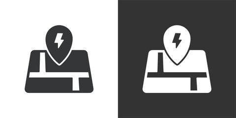 EV Charging Station Location icon. Solid glyph series icon