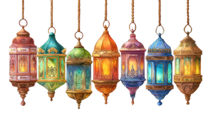 Musllim Traditional ornate oriental lantern with bokeh blur background Ai generated image