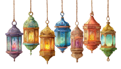 Musllim Traditional ornate oriental lantern with bokeh blur background Ai generated image
