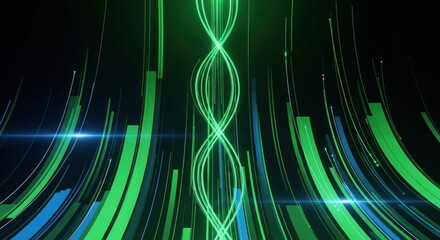 Abstract digital flow depicting intertwining vibrant energy streams and radiant light effects