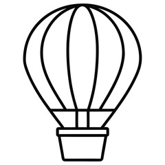 Outlined hot air balloon icon for transportation and adventure designs