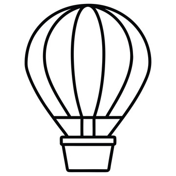 Outlined hot air balloon icon for transportation and adventure designs