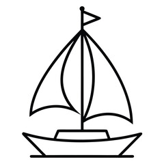 Sailing boat icon graphic simple outline vector illustration design template