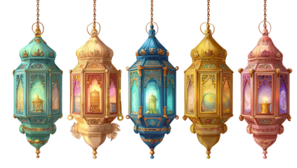 Musllim Traditional ornate oriental lantern with bokeh blur background Ai generated image